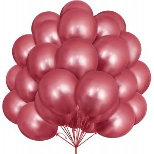Ballons Roses, Paquet 30 Ballons Roses M&eacute;talliques En Latex 12 Pouces 30,5 Cm Ballon Rouge Avec Ruban Pour Femmes F&ecirc;te D'Anniversaire Filles Mariage Baby Shower Bapt&ecirc;me Fian&ccedil;ailles Fiesta D&eacute;corations - Neuf
