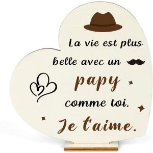 KALANKA-Cadeau pour Papy Cadeau Fete des Grand Peres Original pour Papi Cadeaux Fête des Grands Parents Personnalisé Wooden Ornamente Papy Anniversaire Cadeaux Noel Retraite pour Papi Beau Grand Pere - Neuf