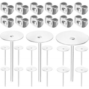 Kal-300 Pairs (600 Pcs) Boucles D'oreilles En Acier Inoxydable,Clou Avec Fermoirs Embouts Papillon, 3 Tailles, Pour Fabrication De Boucle D'oreille (Argent) - Neuf