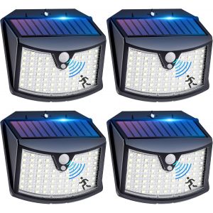 Sansh-Lampe Solaire Extérieur Détecteur De Mouvement¿4 Pack¿, 3 Modes Spot Solaire Exterieur Ip65 Etanche Lumiere Solaire Exterieur Eclairage Exterieur Solaire Pour Jardin, Garage, Patio - Neuf
