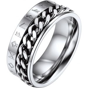 Tianyi-Bague Viking Homme Rune Bagues Anneau Anti Stress Runique Nordique Or/Noir/Acier Inoxydable Taille 54-64,Bijoux Anneau Tournant Vintage Vikings Cadeau Pour Homme Femme - Neuf