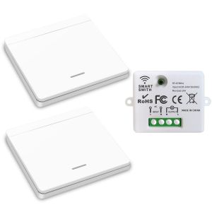Interrupteur d'&eacute;clairage sans fil, interrupteur de s&eacute;curit&eacute; de l'&eacute;metteur RF et contr&ocirc;leur de r&eacute;cepteur 10A, installation facile pour lampe jusqu'&agrave; 1500W - Neuf