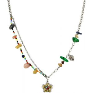 Kal-Collier Femme En Alliages Avec Perles Color&eacute;es Et Pendentif Fleur Bijoux Mode Pour Toutes Occasions - Neuf