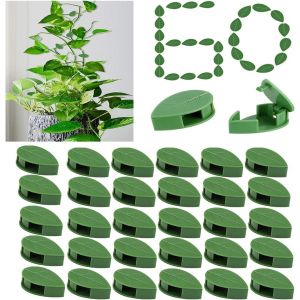 SEPT-Lot de 60 Clips de Fixation Murale en Acrylique pour Plantes Grimpantes - Invisible - Feuilles Vertes - Crochet pour Intérieur et Extérieur - Neuf