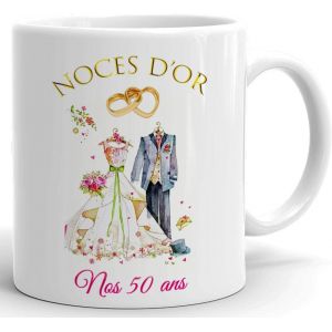 Eryi-Tasse-Mug Cadeau Anniversaire 50 Ans De Mariage Noce D'or Original Amour Couple Romantique - Neuf