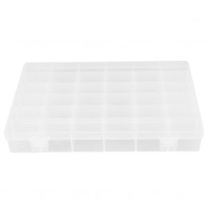 Boite a bijoux en plastique 36 compartiments, reglable, amovible, organiseur, etui de rangement (blanc) - Neuf