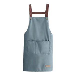(Bleu) Tablier De Cuisine Bosaid Sans Manches, Grande Poche, Sangle De Taille Réglable En Pvc, Tablier De Chef Pour Restaurant - Neuf