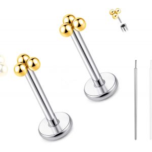 Tianyi-Boucles D'oreilles &Agrave; Tige En Titane Sans Filetage &Agrave; Dos Plat, 20 G, Pour Cartilage, Tragus, Labret, L&egrave;vre, M&eacute;duse, Conque, Bijoux Hypoallerg&eacute;niques Pour Homme Et Femme - Neuf