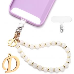 Kal-Jeu Bracelet De Téléphone Perles, Charme De Téléphone Initiales Dragonne De Téléphone Avec Patch Pour Lanière De Téléphone Mains Libres Bracelet De Téléphone Pour Femmes Filles - Neuf