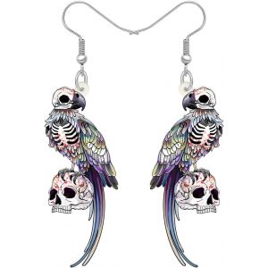 Kal-Boucles D'oreilles Pendantes En Acrylique Halloween Mignon Crâne Perroquet Nouveauté Hypoallergénique Bijoux Punk Charms Pour Femmes Fêtes Favors Cadeaux - Neuf
