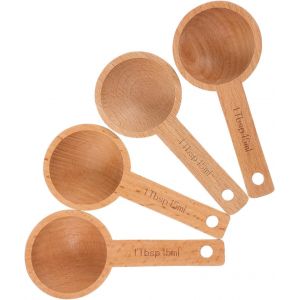 Cmws-4 Pi&egrave;ces Cuillere Bois Cuill&egrave;re &Agrave; Mesurer 15 Ml En Bois De H&ecirc;tre - Cuill&egrave;re &Agrave; Soupe Pour &Eacute;pices, Sel De Bain Et Grains - Ustensile De Cuisine Pr&eacute;cise - Neuf