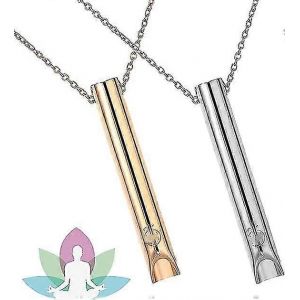 2pcs Collier De Respiration,Collier D'anxi&eacute;t&eacute; Pour Les Femmes,Soulagement Du Stress Colliers De Respiration Consciente En Acier Inoxydable Pour La M&eacute;ditation Relaxation-Argent Or - Neuf