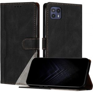 Kal-&Eacute;tui Pour Motorola Moto G50 5g, Housse En Cuir Pu Avec [Protection Antichoc Tpu] [Fonction Support] [Porte-Cartes ] Antichoc Magn&eacute;tique Coque Pour Moto G50 5g - Noir - Neuf