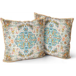 Cauc-Lot De 2 Housses De Coussin Boho Multicolore Antique Et Vintage Housse De Coussin Douce 45x45 Cm Pour Canap&eacute; De Jardin, Canap&eacute;, Lit - Taies D'oreiller D&eacute;coratives 18x18 Pouces - Neuf
