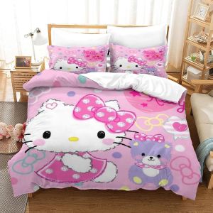 Hello Kitty Housse De Couette Du Monde Taies D'oreiller , D Parure De Lit Pink Avec Fermeture &iquest;&iquest;Clair En Microfibre Housses De Couettes Pour Garcon Enf - Neuf