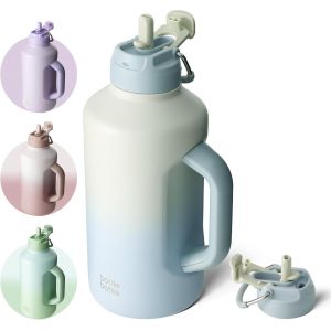 Bottle Bottle Bouteille D'eau Isotherme En Acier Inoxydable Avec Paille, Couvercle &Agrave; Double Usage, Poign&eacute;e, Parfaite Pour L'entra&icirc;nement, La Gym, Le Football, La Randonn&eacute;e, Le Camping, Les Voyages Et - Neuf