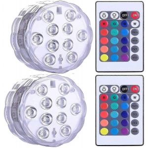 Lampe LED submersible, lampe LED submersible étanche pour spa, lumières LED sous-marines avec 2 télécommandes pour vases, aquariums, fêtes, Halloween - Neuf