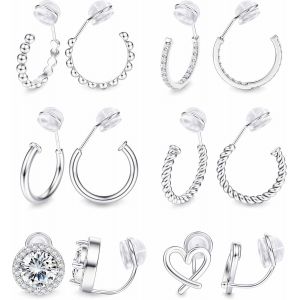 Kal-Paires De Boucles D'oreilles À Clip Pour Femmes Plaqué Or 14 Carats Boucles D'oreilles À Clip Fausses Boucles D'oreilles Coeur Cz Twist Boucles D'oreilles À Clip Pour Oreilles Non Percées - Neuf