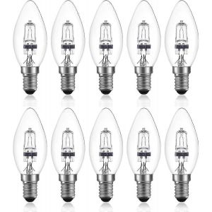 42w E14 C35 Ampoule Halogène Dimmable Ac 220-240v Blanc Chaud 2700k E14 Ampoule De Bougie Halogène Transparente (10pcs) - Neuf