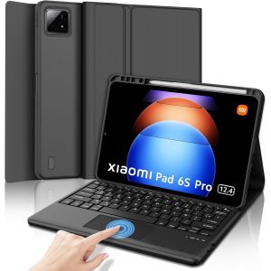 Clavier Xiaomi Pad 6s Pro 12.4 avec Pav&eacute; Tactile, &Eacute;tui Coque Clavier AZERTY Fran&ccedil;ais Trackpad Bluetooth pour Xiaomi Pad 6s Pro 12.4 Pouces 2024, Nori - Neuf