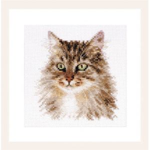 Kit Point De Croix Compt&eacute; "Chat De Sib&eacute;rie" 11x12 Cm - Neuf