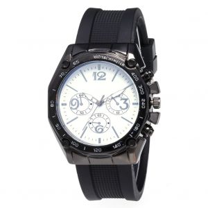 Montre A Quartz Classique Pour Homme Et Femme, Bracelet En Silicone, Decontractee, Cadran Noir Et Blanc - Neuf