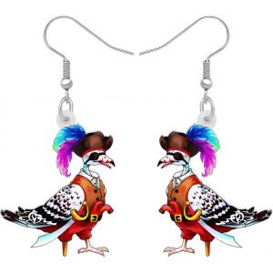 Kal-Halloween Acrylique Mignon Tête De Mort Pirate Pigeon Boucles D'oreilles Pendantes Oiseaux Bijoux Nouveauté Cadeaux Pour Femmes Filles Enfants Charms - Neuf