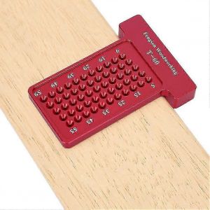 Scriber Règle de type T Alliage d'aluminium Jauge de trou Outil de marquage de menuisier (Rouge) - Neuf