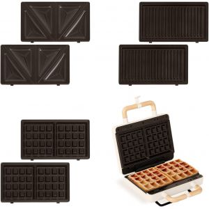 /STONE STUDIO/Appareil &agrave; croque-monsieur Vert sauge / 2 plaques interchangeables : sandwich et gaufre, antiadh&eacute;sif, 1 tranche, ouverture 100&ordm;, arr&ecirc;t automatique, poign&eacute;e cool-touch, 600W - Neuf