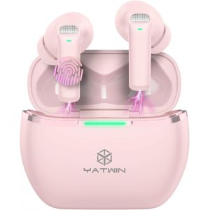 &Eacute;couteurs Bluetooth Intra-Auriculaires Sans Fil Avec Appel Enc Hd, Charge Sans Fil, R&eacute;duction Active Du Bruit, 6 Microphones, Batterie De 32 Heures, Basses Profondes Dans Les Oreilles, Rose - Neuf