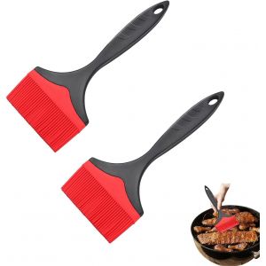 Subzonal-2 Pi&egrave;ces Pinceau &Agrave; Badigeonner Extra Large En Silicone, 10cm Largeur Pinceau Cuisine Silicone,Pinceau Patisserie, Pinceau &Agrave; Huile R&eacute;sistant &Agrave; La Chaleur Pour Cuire,Griller (Rouge) - Neuf