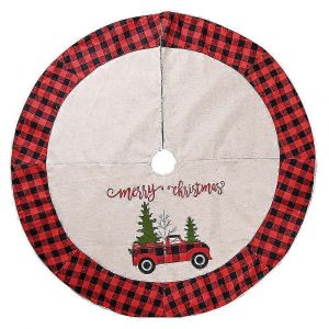 Jupe de sapin festive pour voiture, d&eacute;coration de No&euml;l &agrave; carreaux avec maintien s&ucirc;r - Neuf