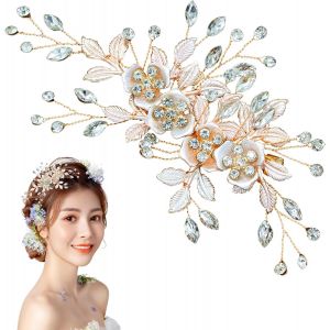 Lbgwp60-Pingles Cheveux, Rose Or Cristal Accessoires De Cheveux, Mariage Pince &Agrave; Poils De Mari&eacute;e, Vignes Fleur Feuille Accessoires Mari&eacute;e, Pour Poils Femme Et Fille (Or Rose) - Neuf