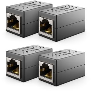4 Pi&egrave;ces RJ45 Coupleur Gigabit (1000 Mbit)-Rallonge R&eacute;seau Ethernet-Adaptateur Connecteur Compatible avec Cat8,Cat7,Cat6,Cat5-DSL POE 2X RJ45 Femelle-Noir - Neuf