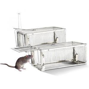 PATEMZON Pi&egrave;ge &agrave; Souris R&eacute;utilisable - 2 Pi&egrave;ges &agrave; Rats en Acier Inoxydable pour Int&eacute;rieur/Ext&eacute;rieur. - Neuf