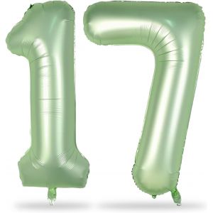 Grands Ballons Vert Sauge En Forme De Chiffre 30 ¿ 101,6 Cm ¿ Feuille D'Aluminium Olive 3 & 0 ¿ Auto-Gonflant ¿ Ballons Décoratifs De Fête Pour Femme ¿ 101,6 Cm - Neuf