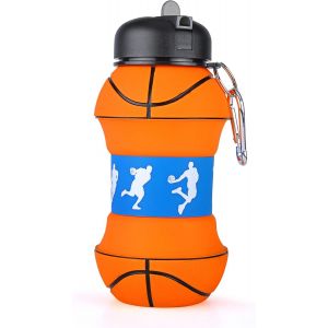 Bouteille D'eau Pliable Pour Garçons Et Filles Sans Bpa - Gourde De Camping Pour Enfants - Personnalisable Avec Votre Sport - Ballon D'eau Compact Pour Cadeau (Basquet) - Neuf