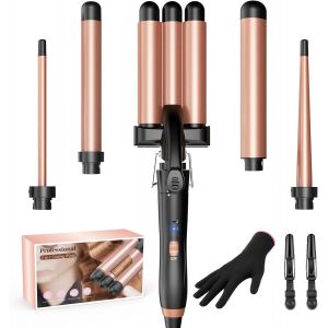 Curling Iron 3 Heads - 22 Mm Ceramic Hair Curling Iron - 2 Temperatures - Fast Heating Waving Iron For Long, Short Hair - Neuf
