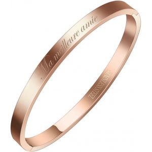 Kalanka-® Bracelet Jonc Fin En Acier Inoxydable 316l Avec Message Phrases D'inspiration Largeur 4 Mm Plusieurs Messages Au Choix Couleurs Or Rosé - Neuf