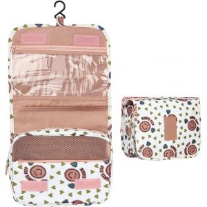 MAA-Trousse de toilette avec compartiment, grande capacité, à suspendre, pliable, organisateur d'outils de toilette pour hôpital, école, voyage, pour homme, A# Smiley rose, Trousse de toilette - Neuf