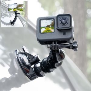 Flexible Ventouse Support De Voiture Une Rotation À 360° Pour Gopro Hero 11 10 Insta360 X3 Dji Action 3 Iphone Support D'appareil-Photo De Téléphone Mobile De Navigation Support De Voiture Titulaire De L'enregistrement - Neuf