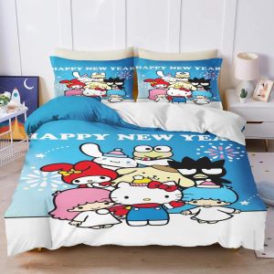 Parure De Lit 3 Pieces Sanrio Hello Kitty Kuromi, Housse De Couette, Parure De Lit Double, King Size, 3d, Pour Enfant - Neuf
