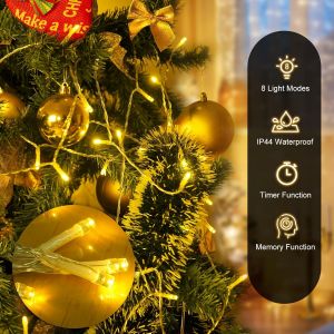 Guirlande Lumineuse De No&euml;l &Agrave; Piles, 21m 210led Lumi&egrave;res De No&euml;l Int&eacute;rieur Et Ext&eacute;rieure, 8 Modes Et Fonction M&eacute;moire Guirlande Lumineuse Sapin Pour Balcon, Jardin, Chambre, F&ecirc;te - Blanc Chaud - Neuf