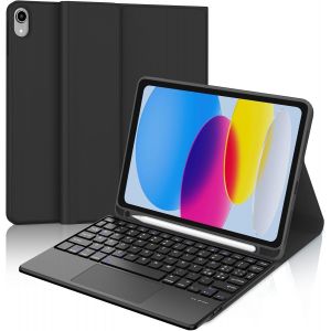 KALANKA-Clavier pour iPad A16 11/10 G&eacute;n&eacute;ration (2025/2022) avec pav&eacute; tactile, coque avec clavier pour iPad 11 Gen 11 Pouces/10 Gen 10.9 Pouces, magn&eacute;tique QWERTY Keyboard, &eacute;tui avec porte-stylo - Neuf