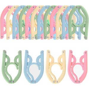 LETNERNY-16 Pièces Cintres Voyage Pliable, Antidérapant Etendoir Cintre Pliable Plastique Pour Déplacementscamping Maison Hôtel (4 Couleurs) - Neuf
