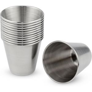12 Pièces Gobelet Inox,empilables et,gobelets en acier inoxydable Enfant s et durables,adaptés au café,à la bière,au whisky,adaptés au camping,aux voyages,aux bars et à la maison(30ml) - Neuf