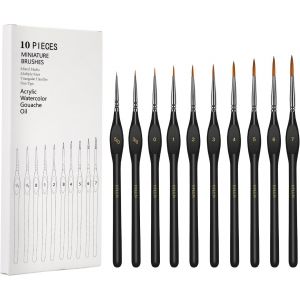 Chenquansarl-Kit De Pinceaux De Peinture Miniatures, Pinceaux De Peinture Professionnels Pour Peinture Aquarelle, Huile, Acrylique, Modèles Artisanaux, Peinture Sur Roche (Noir) - Neuf