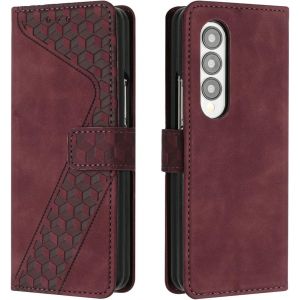 SJZG-Coque Pour Samsung Galaxy Z Fold 4, Etui Protection Housse Premium En Cuir Pu Portefeuille &Eacute;tui T&eacute;l&eacute;phone [Fermoir Magn&eacute;tique] [Fentes Pour Cartes] Flip Case Pour Galaxy Z Fold 4&iquest;Rouge - Neuf