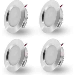Spot Led Encastrable 230v 3w, Led Spot Etanche Salle De Bain Ip44, Spots De Plafond Trou &iquest;55-58mm, Extra Plat 15mm, Spots Encastr&eacute;s Pour Cuisine Chambre, Lot De 4 (Argent&eacute; Blanc Chaud 3000k) - Neuf