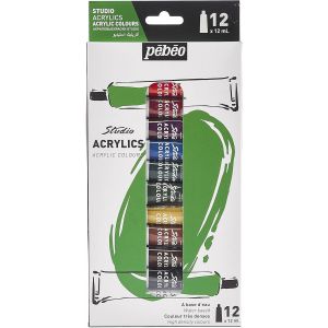 Studio Acrylics - Set De Peinture Acrylique Haute Qualit&iquest;&iquest; Pour Artistes Professionnels Et Peintres Amateurs - 12 Tubes De 12 Ml 668700 - Neuf